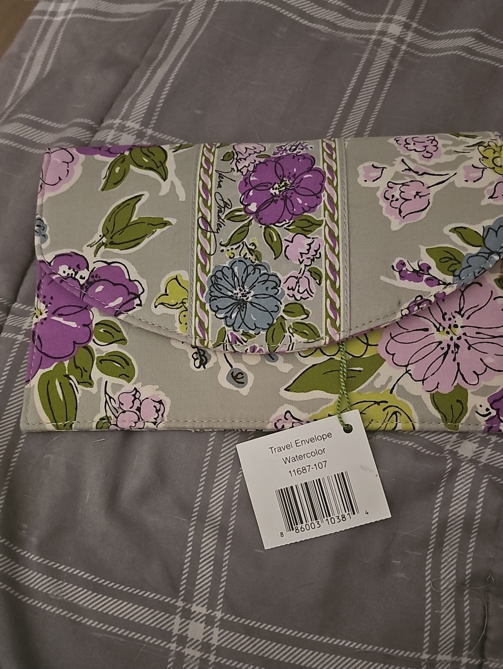 Vera Bradley Floral Watercolor Envelope Clutch in Purple, Lavender & Green